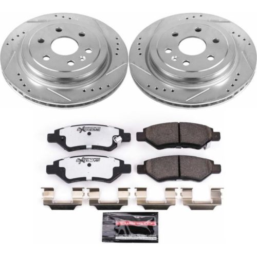 2010-2011 Cadillac SRX Rear Z26 Street Warrior Brake Upgrade Kit - Heavy Duty Drilled & Slotted Rotors with Carbon-Fiber Ceramic Pads - Premium Replacement
