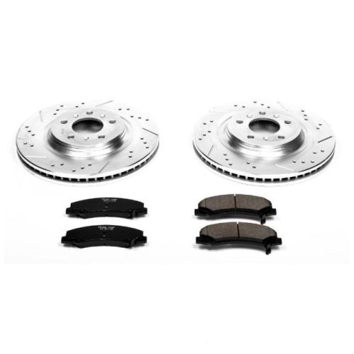 2006-2011 Buick Lucerne Front Z23 Evolution Sport Brake Upgrade Kit - Premium Heavy-Duty Drilled & Slotted Rotors with Carbon-Fiber Ceramic Pads