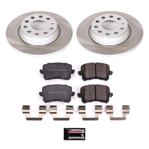 2010-2011 Volkswagen CC Rear Semi-Coated Rotor Brake Assembly with Ceramic Pads - Premium Replacement