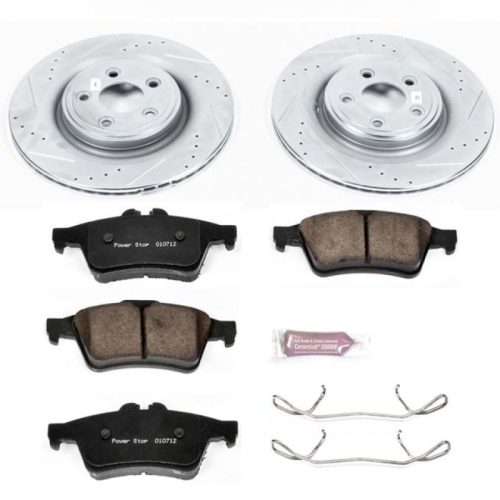 2011-2012 Jaguar XK & 2006-2009 Jaguar S-Type & XF Heavy-Duty Drilled & Slotted Brake Rotor with Carbon-Fiber Ceramic Pads - Premium Replacement