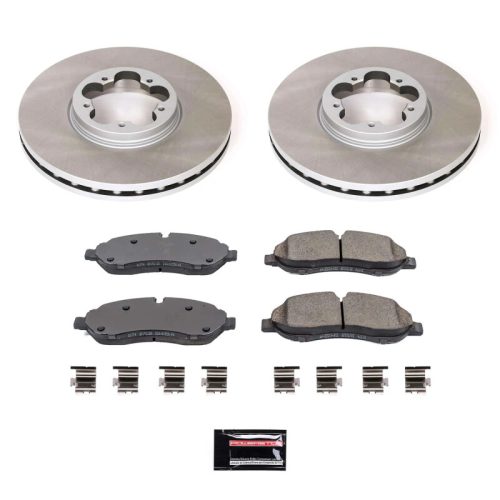 2015-2016 Ford Transit-150, -250, -350 Heavy-Duty Semi-Coated Rotor Brake Assembly with Ceramic Pads - Premium Replacement