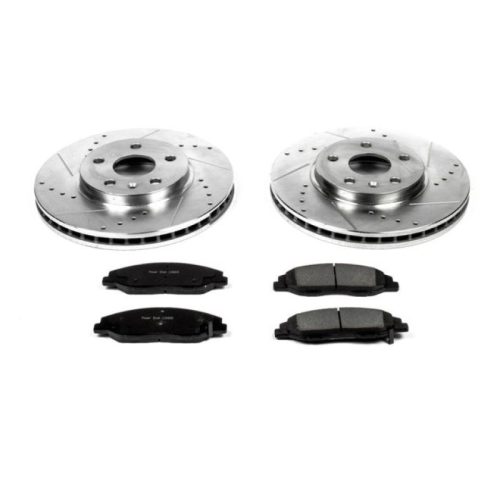 2010-2013 Cadillac CTS Front Z23 Evolution Sport Brake Upgrade Kit - Premium Heavy-Duty Drilled & Slotted Rotors with Carbon-Fiber Ceramic Brake Pads