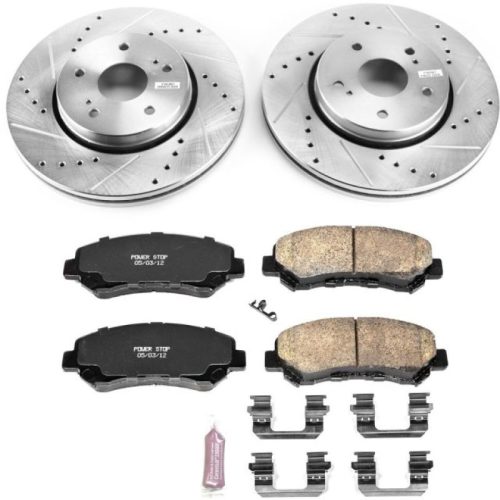 2010-2012 Suzuki Kizashi Front Brake Performance Upgrade Kit with Drilled & Slotted Rotors and Carbon-Fiber Ceramic Pads - Premium Replacement