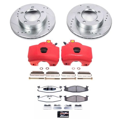 1994-'96 Ford F-150 Truck & Tow Brake Upgrade Kit with Drilled & Slotted Rotors, Carbon-Fiber Ceramic Pads, Powder Coated Calipers - Premium Replacement