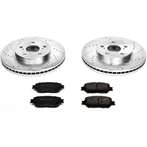 2002-2004 Toyota Camry Front Z23 Evolution Sport Brake Upgrade Kit with Drilled & Slotted Rotors - Premium Replacement