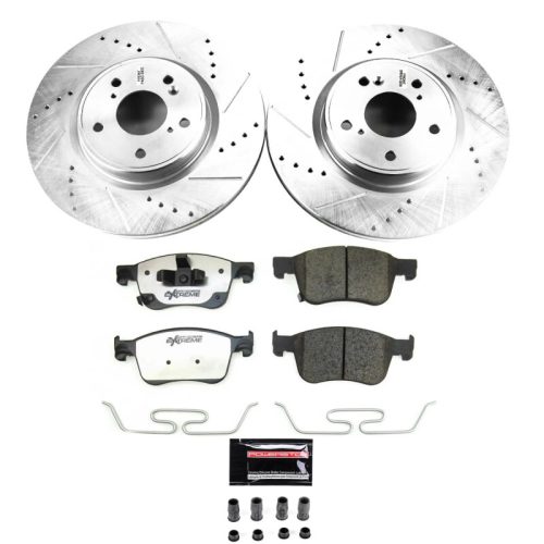 2018-2021 Honda Accord Front Z26 Street Warrior Brake Upgrade Kit - Heavy-Duty Drilled & Slotted Rotor and Carbon-Fiber Ceramic Brake Pads - Premium Replacement