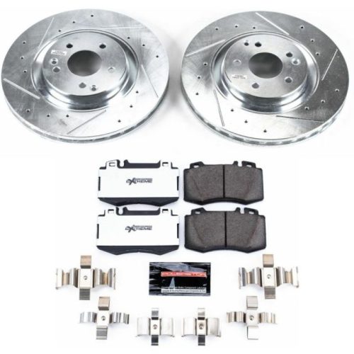 2003-2006 Mercedes-Benz C-Class & SLK350 Z26 Street Warrior Brake Upgrade Kit - Heavy-Duty Drilled & Slotted Rotors with Carbon-Fiber Ceramic Pads - Premium Replacement
