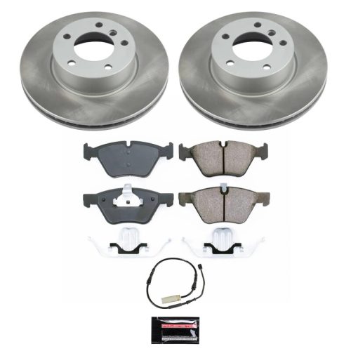 2010-2013 BMW 128i Front Semi-Coated Rotor Brake Assembly - Heavy-Duty Commercial Replacement with Ceramic Pads and Corrosion-Resistant Coating