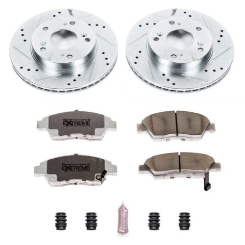 2013-2015 Honda Civic & 2012-2014 Acura ILX Front Z26 Street Warrior Brake Upgrade Kit - Premium Heavy-Duty Performance with Drilled & Slotted Rotors and Carbon-Fiber Ceramic Pads