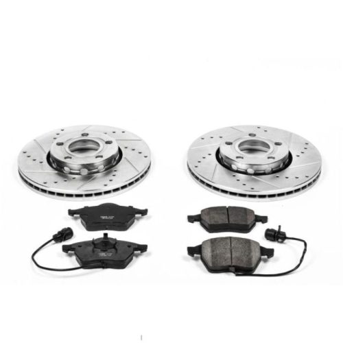 1995-1997 Audi A6 Front Z23 Evolution Sport Brake Upgrade Kit - Premium Heavy-Duty Drilled & Slotted Rotor and Carbon-Fiber Ceramic Brake Pads