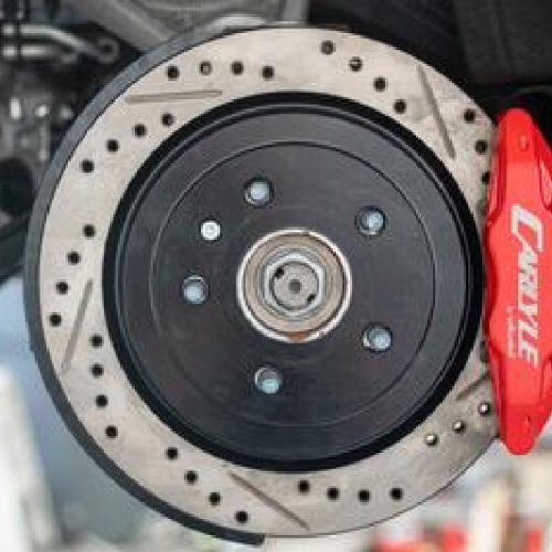 2014-2019 Chevrolet Corvette Brake Conversion Kit with Drilled and Slotted Rotors and Red Calipers - Heavy-Duty Performance Brake System for Fleet and Truck Applications - Image 2