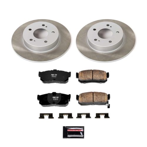 2000-2001 Nissan Maxima Rear Semi-Coated Rotor Brake Kit with Ceramic Pads and Hardware - Premium Replacement