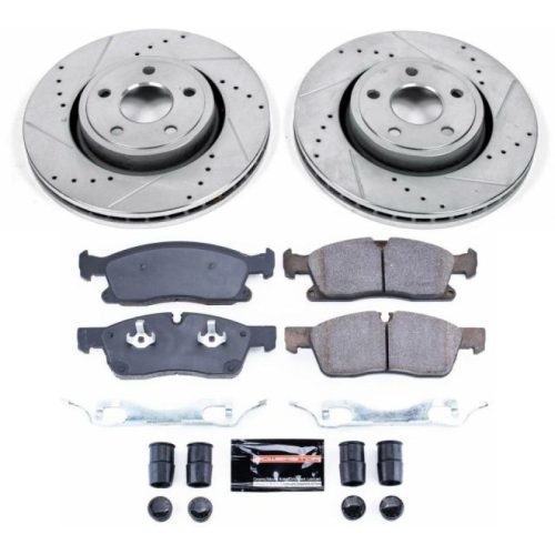 2013-2016 Jeep Grand Cherokee & 2013-2016 Dodge Durango Front Z23 Evolution Sport Brake Kit - Premium Heavy-Duty Drilled & Slotted Rotor and Carbon-Fiber Ceramic Brake Pads Upgrade