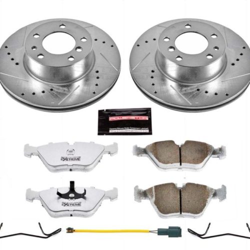 1989 BMW 525i Front Z26 Street Warrior Brake Performance Upgrade Kit - Heavy-Duty Drilled & Slotted Rotors with Carbon-Fiber Ceramic Pads - Premium Replacement