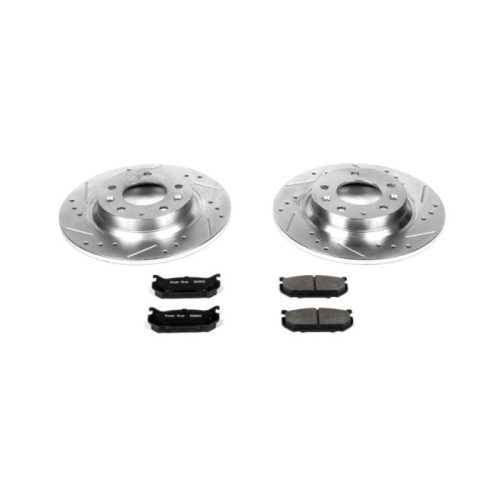 1998-2002 Mazda 626 Rear Z23 Evolution Sport Brake Upgrade Kit - Premium Heavy-Duty Drilled & Slotted Rotor and Carbon-Fiber Ceramic Pad Set