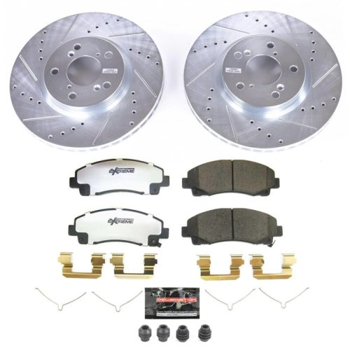2012-2014 Honda Ridgeline Front Z26 Street Warrior Brake Upgrade Kit - High-Performance Drilled & Slotted Rotors with Carbon-Fiber Ceramic Pads - Premium Replacement
