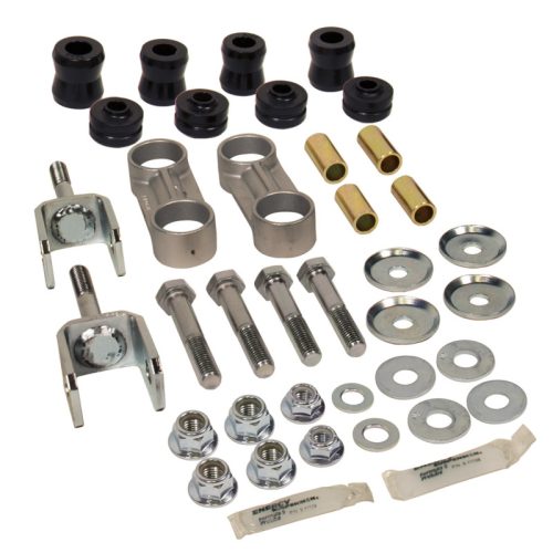 BD Diesel 1032051 heavy-duty dual pivot sway bar end links kit with urethane bushings for Dodge Ram 2500 and 3500 4WD trucks.