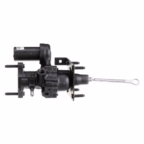 Main shot of the Bexar Pro Hydroboost BP7339 hydraulic brake booster showing cast iron housing and firewall mounting bracket.