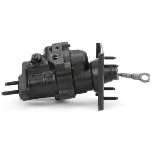 Main shot of the Bexar Pro Hydroboost BP7367 hydraulic brake booster showing cast iron housing and firewall mounting bracket.